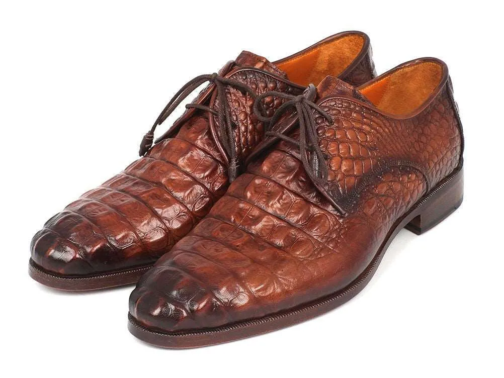 Paul Parkman Crocodile Embossed Derby Shoes