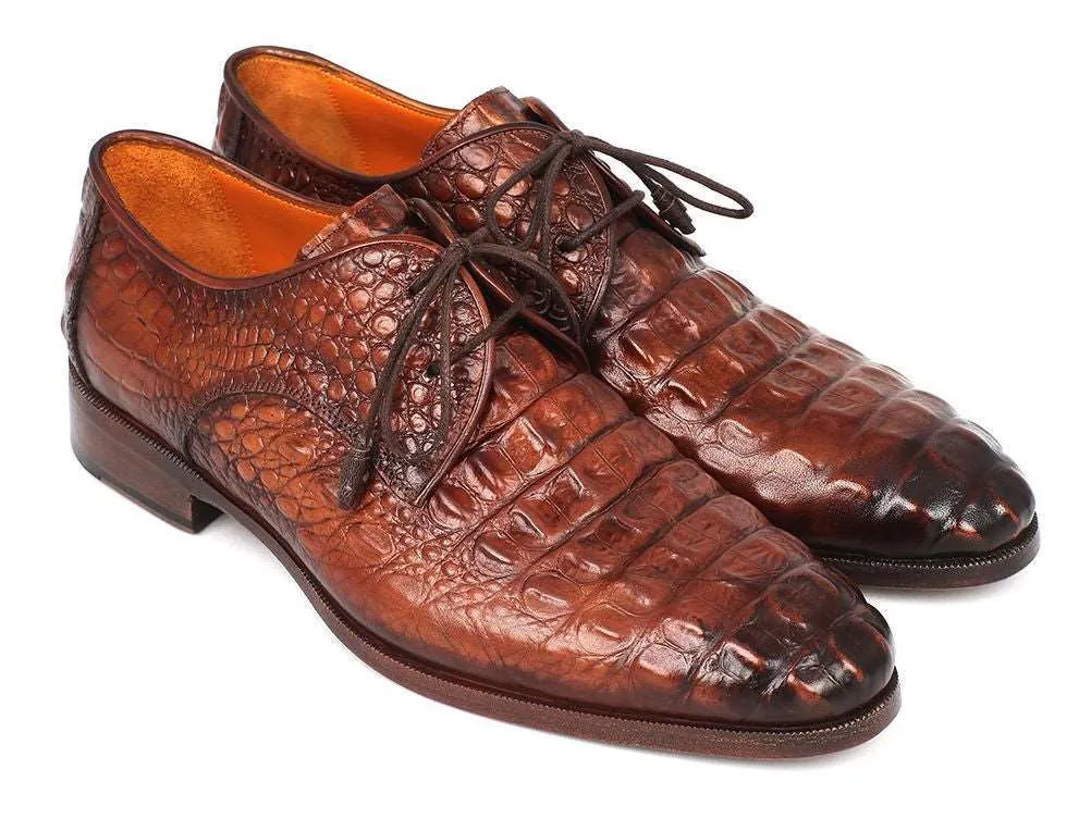 Paul Parkman Crocodile Embossed Derby Shoes