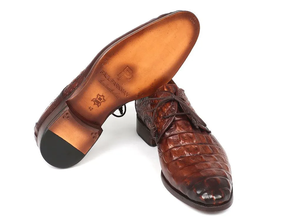 Paul Parkman Crocodile Embossed Derby Shoes