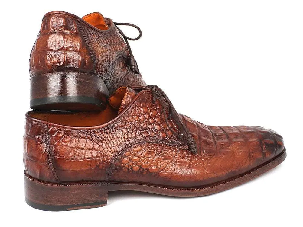 Paul Parkman Crocodile Embossed Derby Shoes