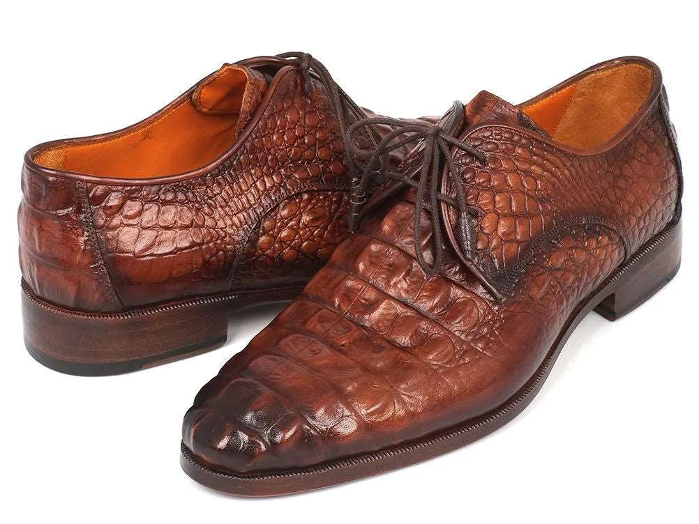 Paul Parkman Crocodile Embossed Derby Shoes