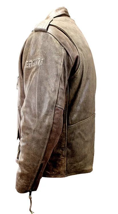 Perrini New Men’s Buffalo Motorbike Genuine Leather Biker Jacket Retro Style Brown Jacket