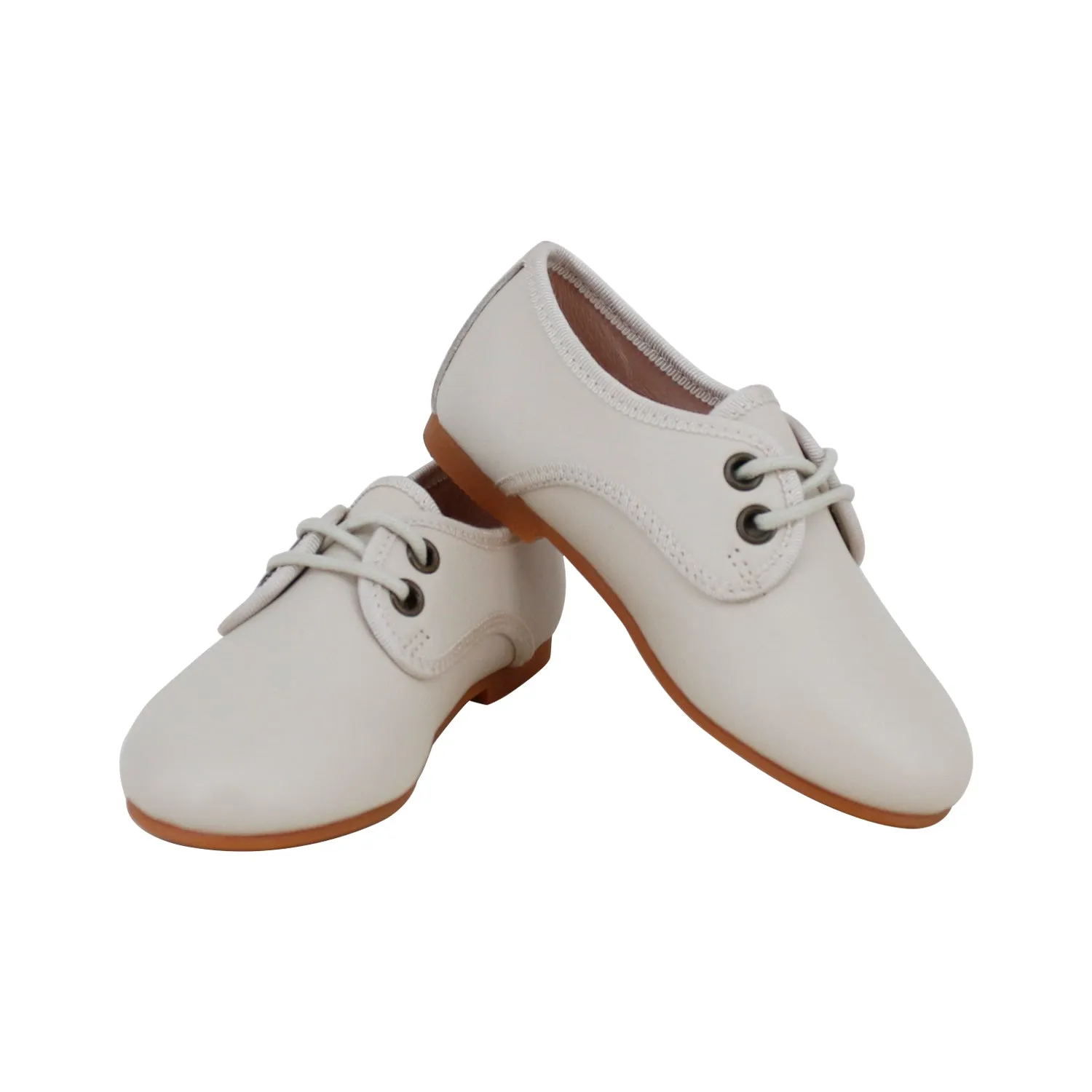 Perroquet Shoes Leather Oxford Lace Ups - Stone