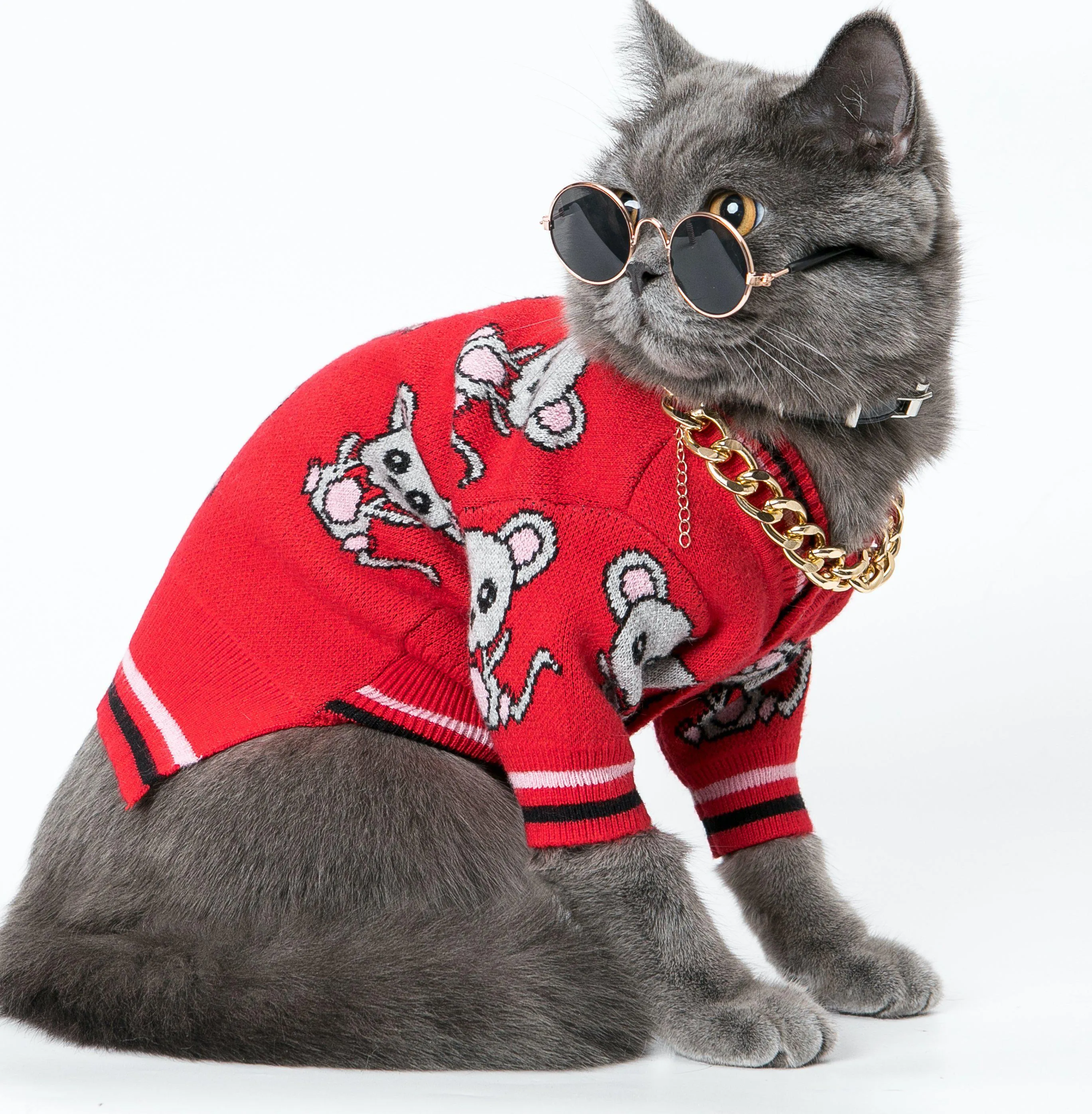 Pets Red Mouse Cardigan Sweater