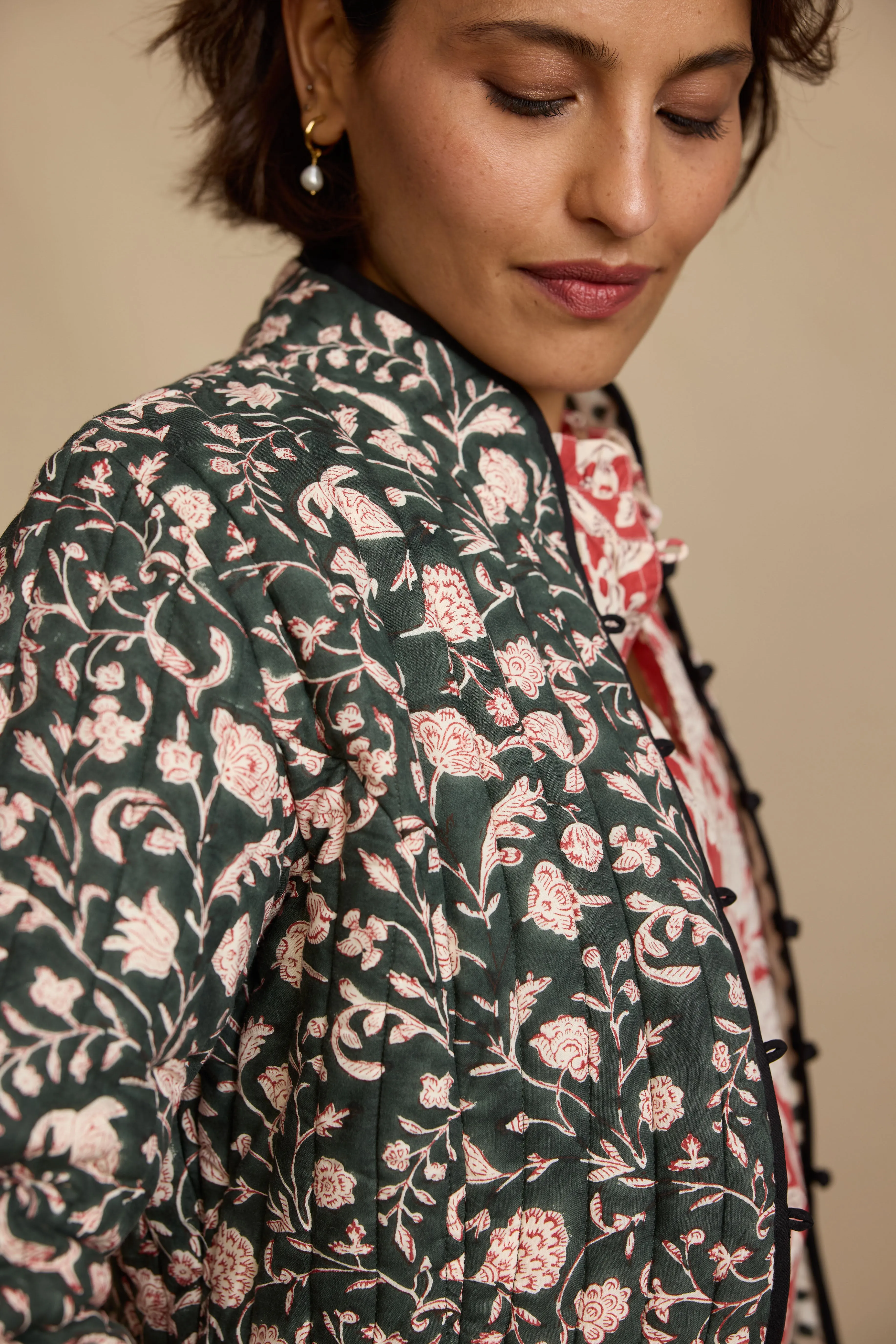 Pierre Jacket in Forest/Rust Petal
