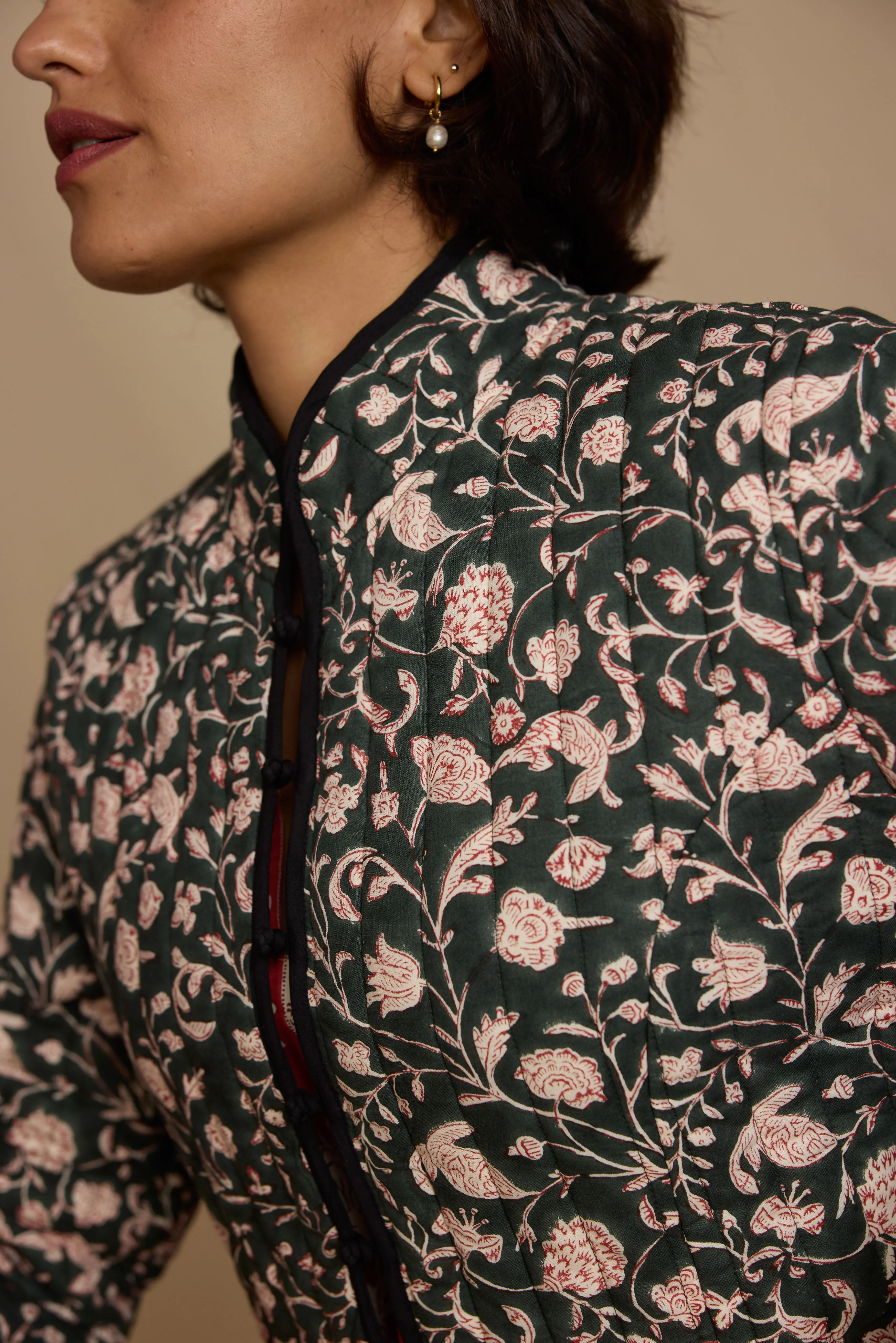 Pierre Jacket in Forest/Rust Petal
