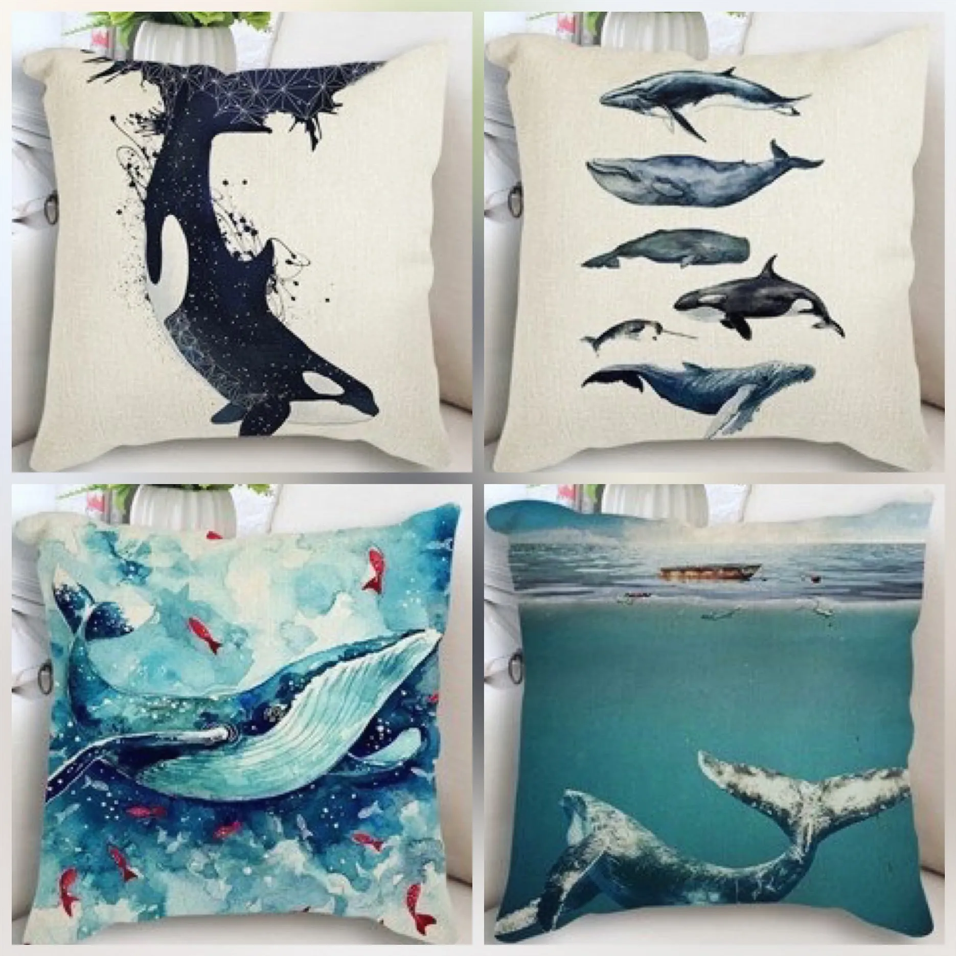Pillow Cover: Whale Shark Pattern in 4 variants