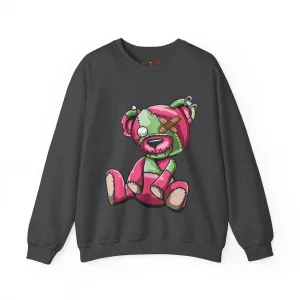 Pink & Green Patched Teddy Bear Sweatshirt