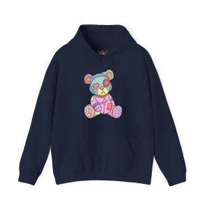 Pink Heart Eye Teddy Bear Hoodie