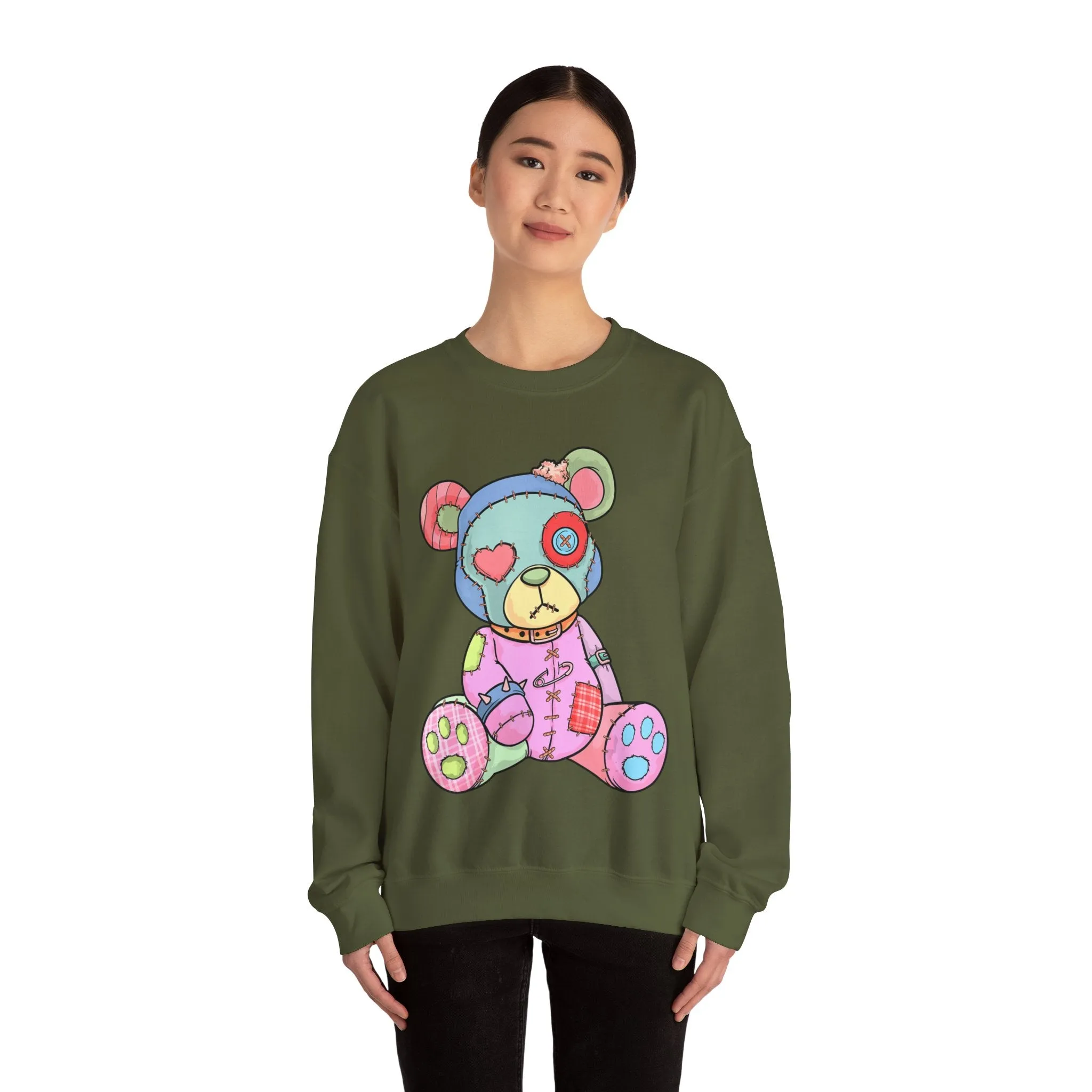 Pink Heart Eye Teddy Bear Sweatshirt