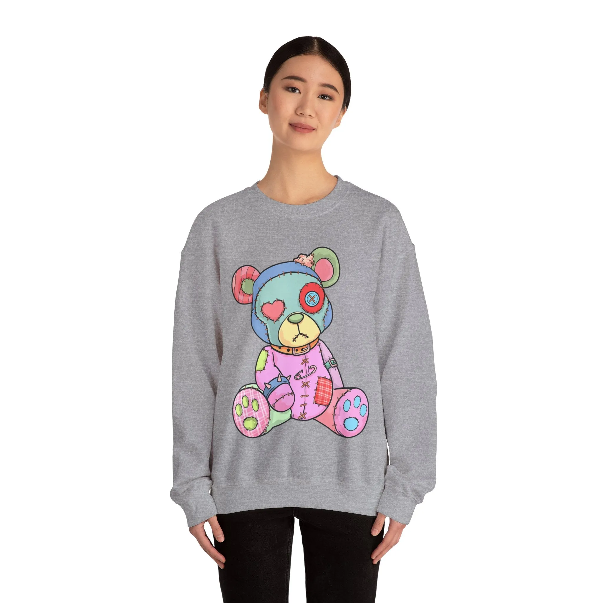 Pink Heart Eye Teddy Bear Sweatshirt