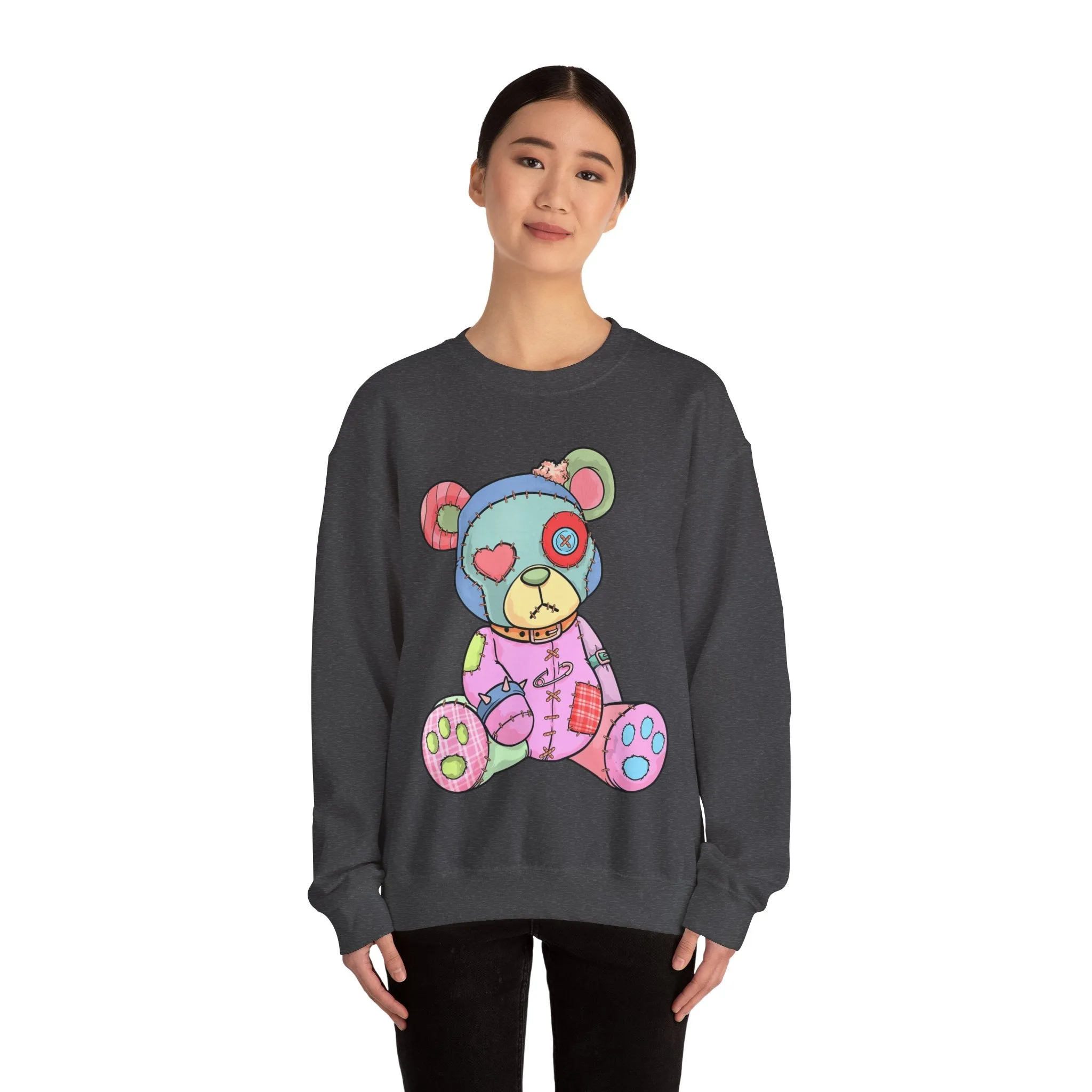 Pink Heart Eye Teddy Bear Sweatshirt