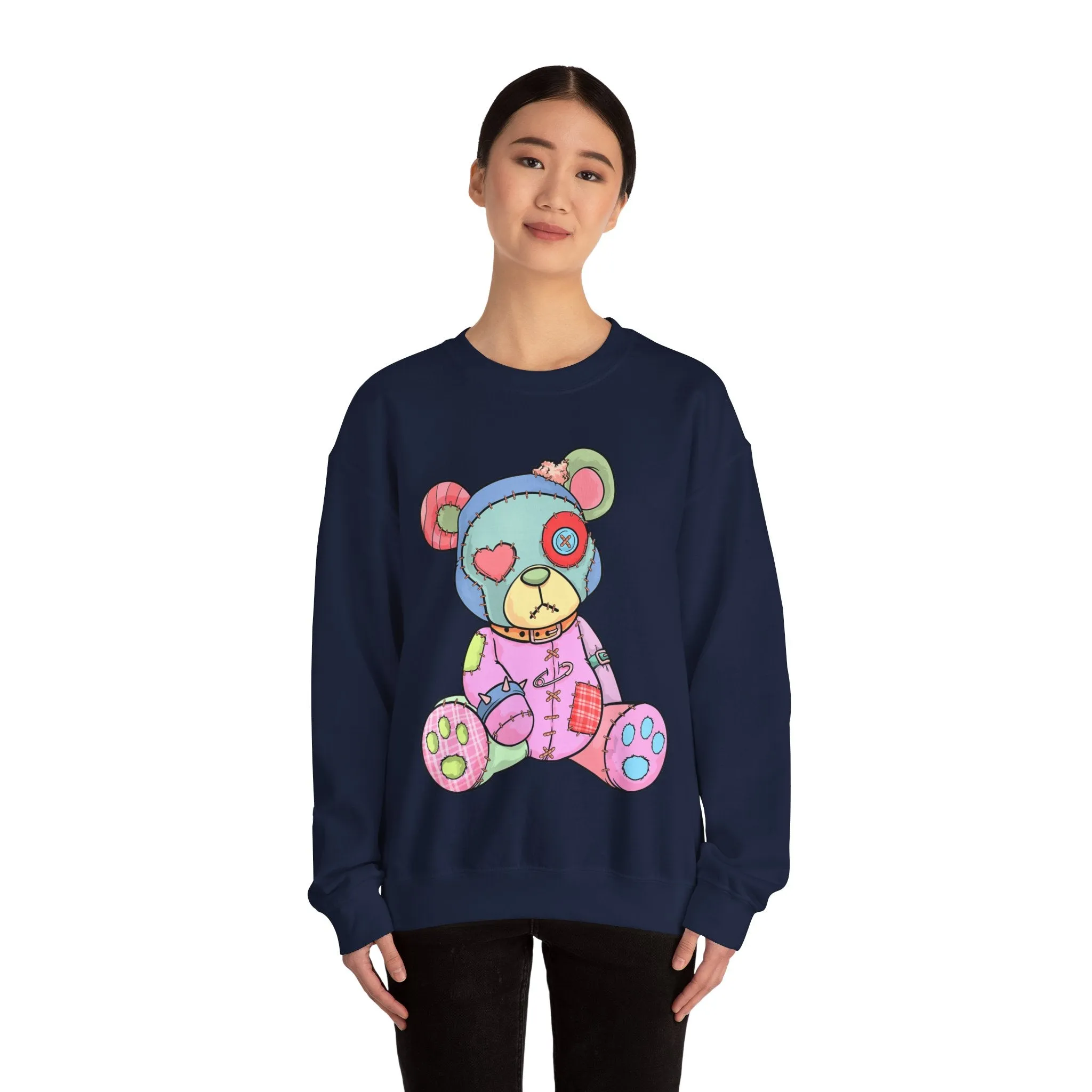 Pink Heart Eye Teddy Bear Sweatshirt