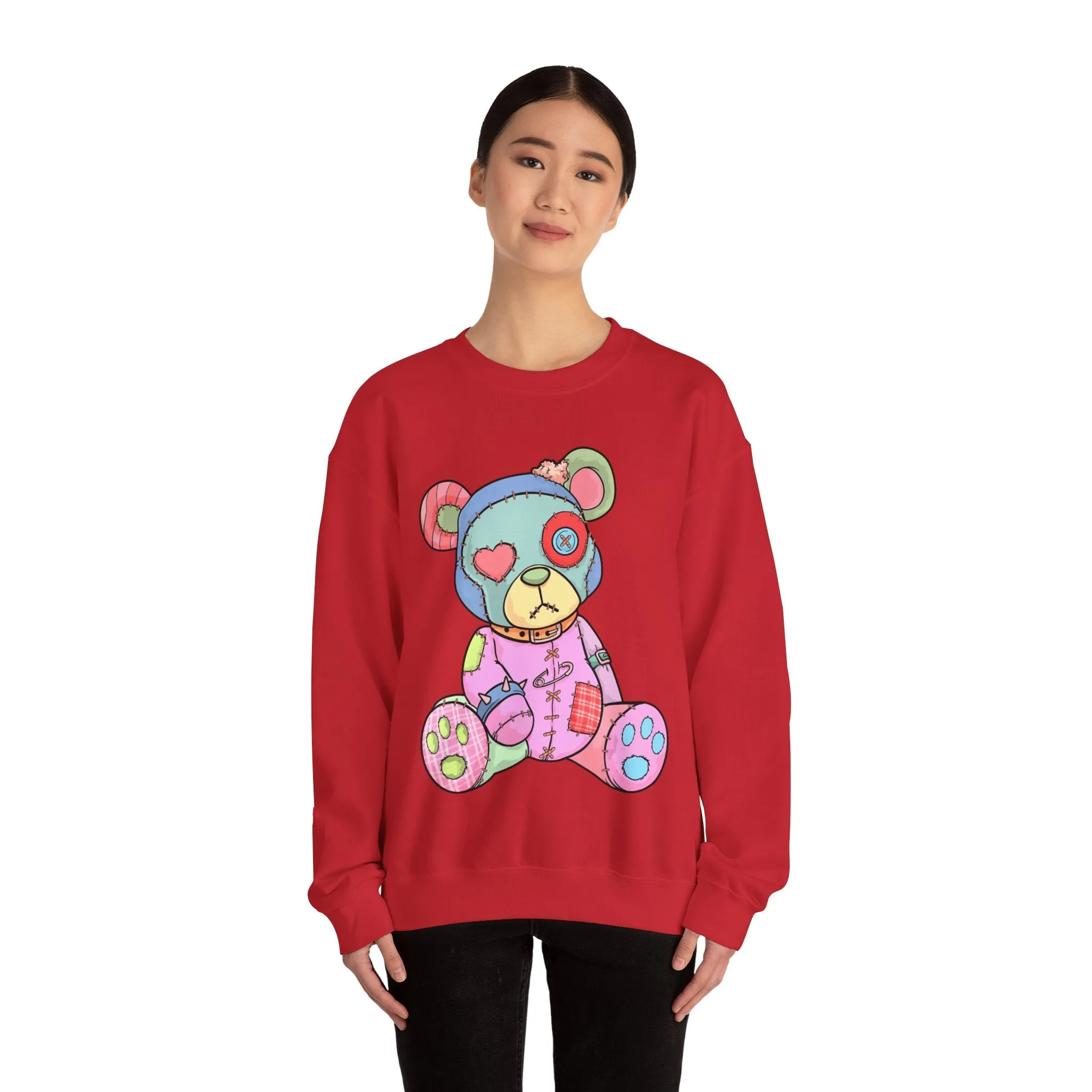 Pink Heart Eye Teddy Bear Sweatshirt