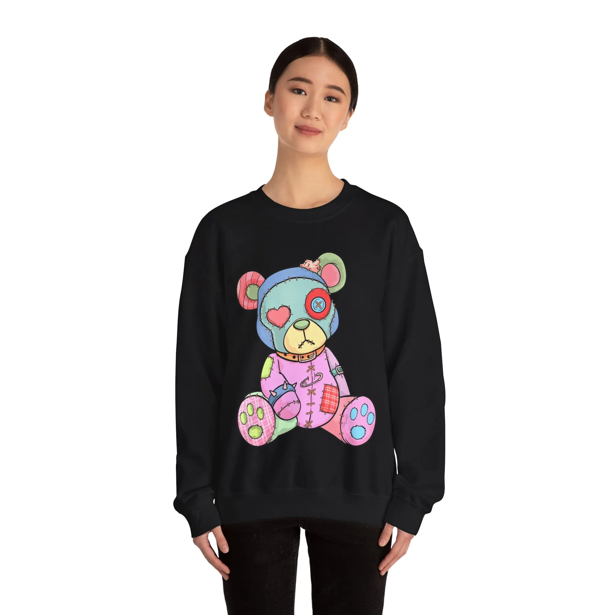 Pink Heart Eye Teddy Bear Sweatshirt