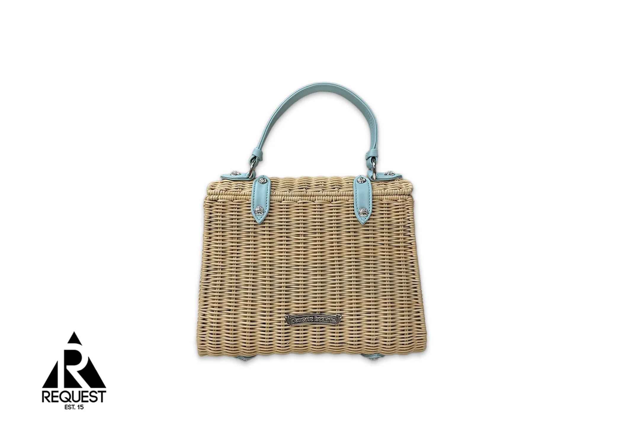 Plus Cross Woven Raffia Dolly Purse "Baby Blue"