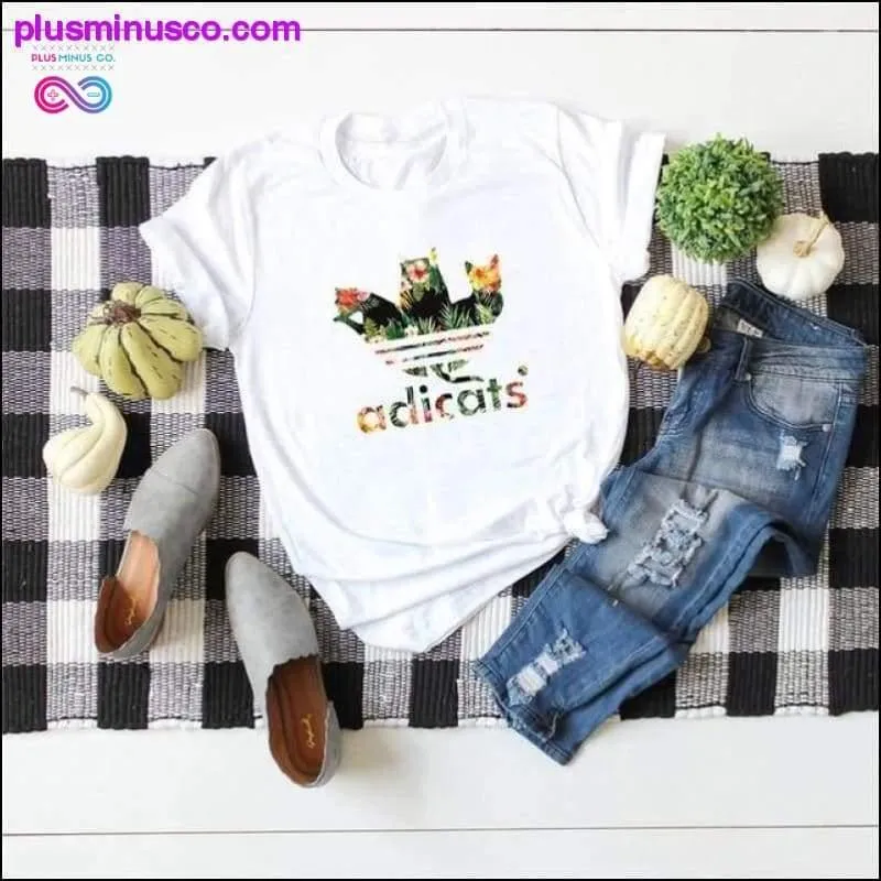 Plus Size S-5XL New Adicats Print T Shirt Women Shirts
