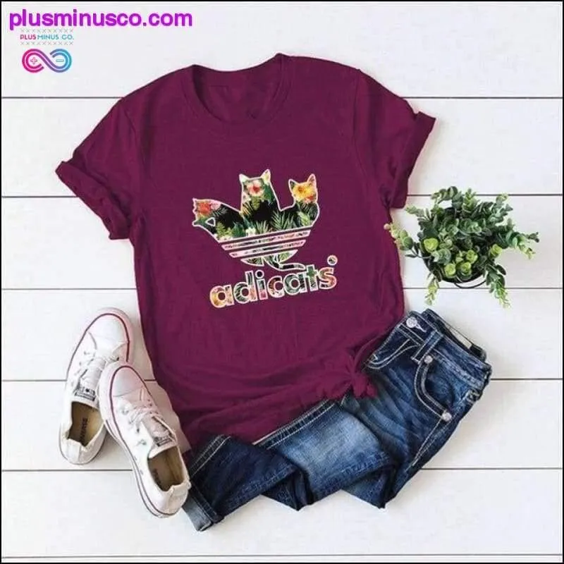 Plus Size S-5XL New Adicats Print T Shirt Women Shirts