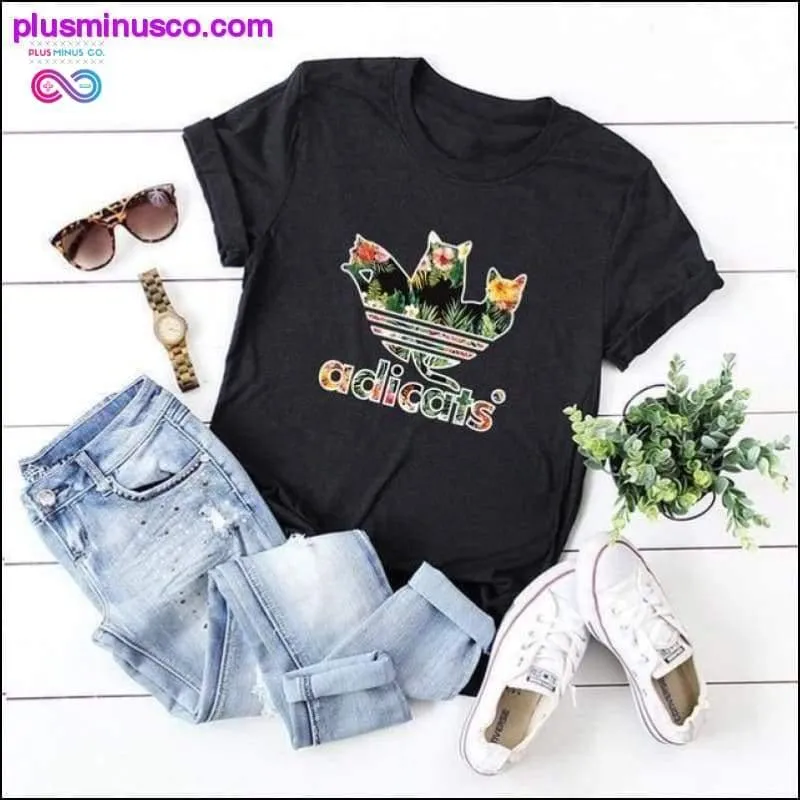 Plus Size S-5XL New Adicats Print T Shirt Women Shirts