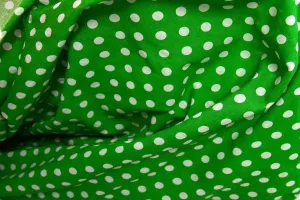 PP: Small White Dots on Green Printed Poly Cotton - SOLD OUT