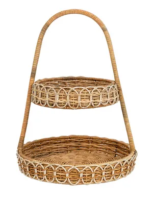 Provence Rattan Two Tiered Server - Whitewash