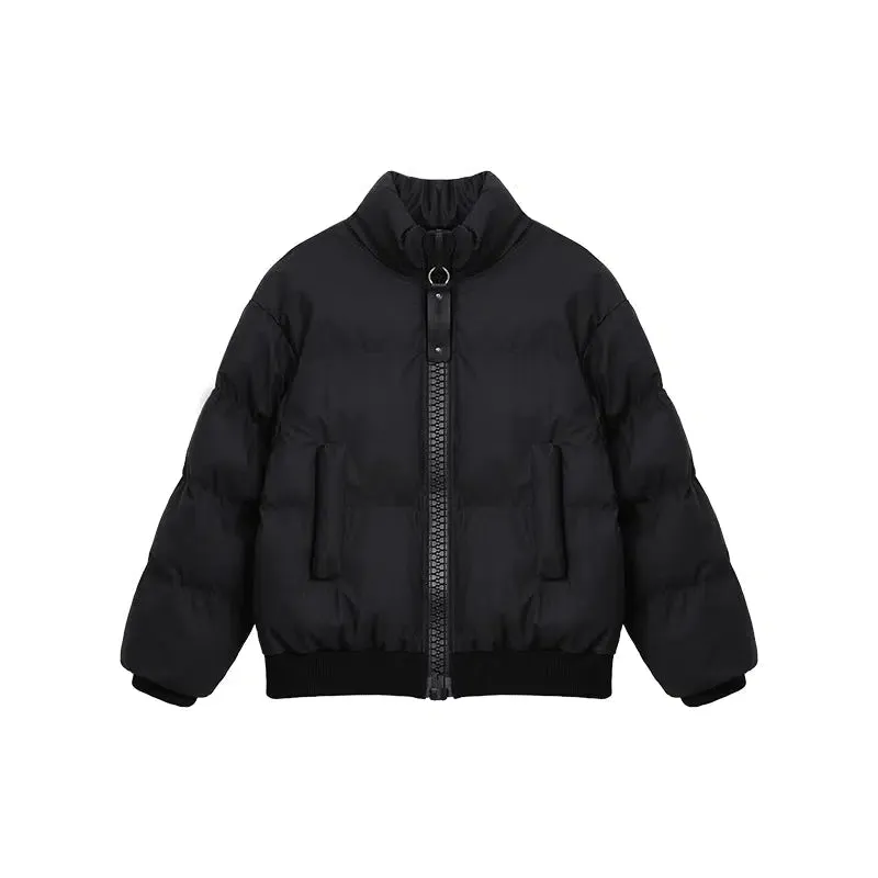 PU Leather Stand Collar Insulated Jacket