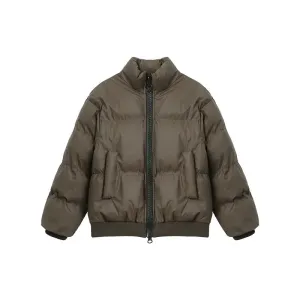 PU Leather Stand Collar Insulated Jacket