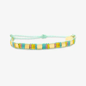 Pura Vida Seafoam Sunset Beach Mixed Bead Woven Bracelet