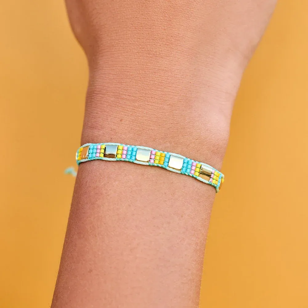 Pura Vida Sunset Beach Woven Bracelet ~ Seafoam