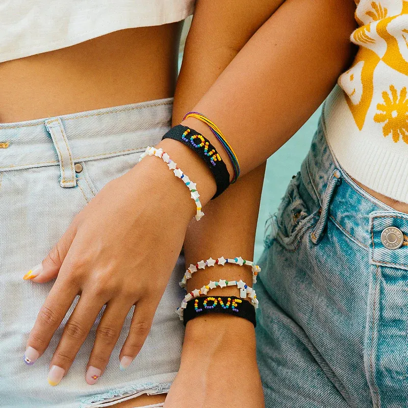 Pura Vida Woven Seed Bead Love Bracelet ~ Black