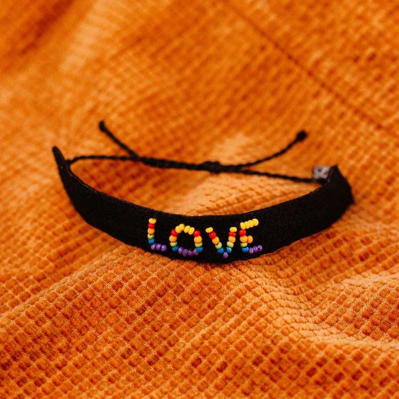 Pura Vida Woven Seed Bead Love Bracelet ~ Black