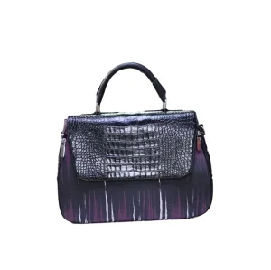 Purple & Black Leather Handbag