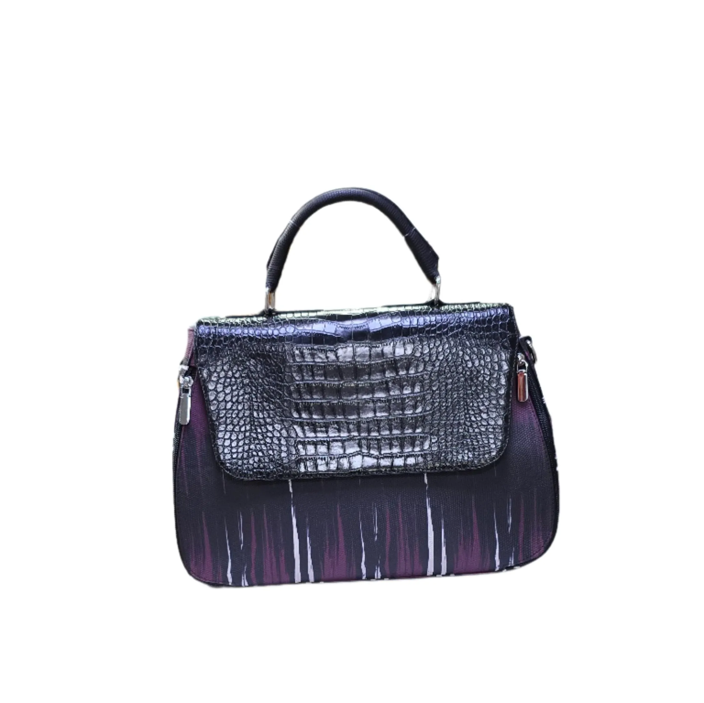 Purple & Black Leather Handbag