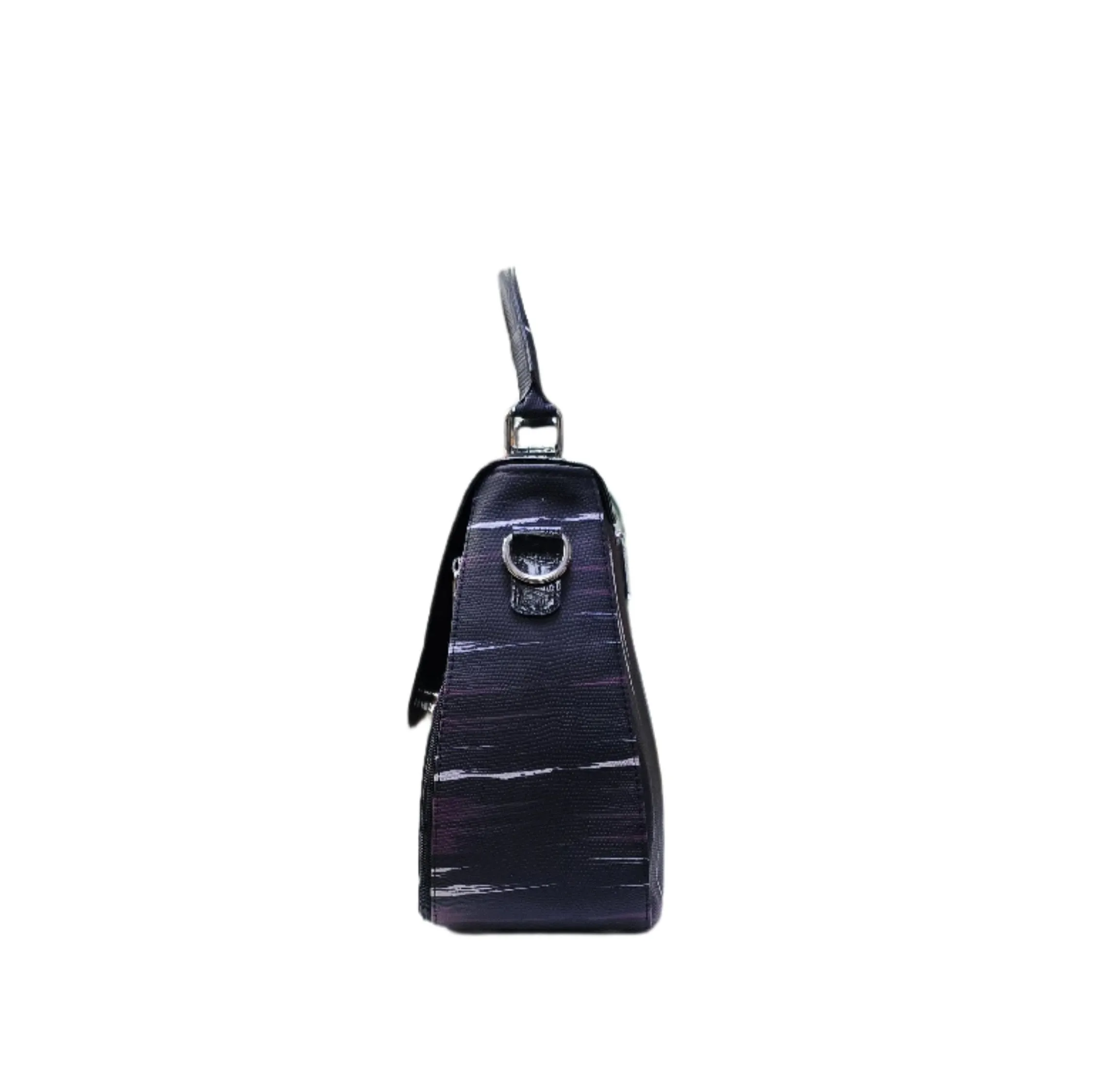 Purple & Black Leather Handbag
