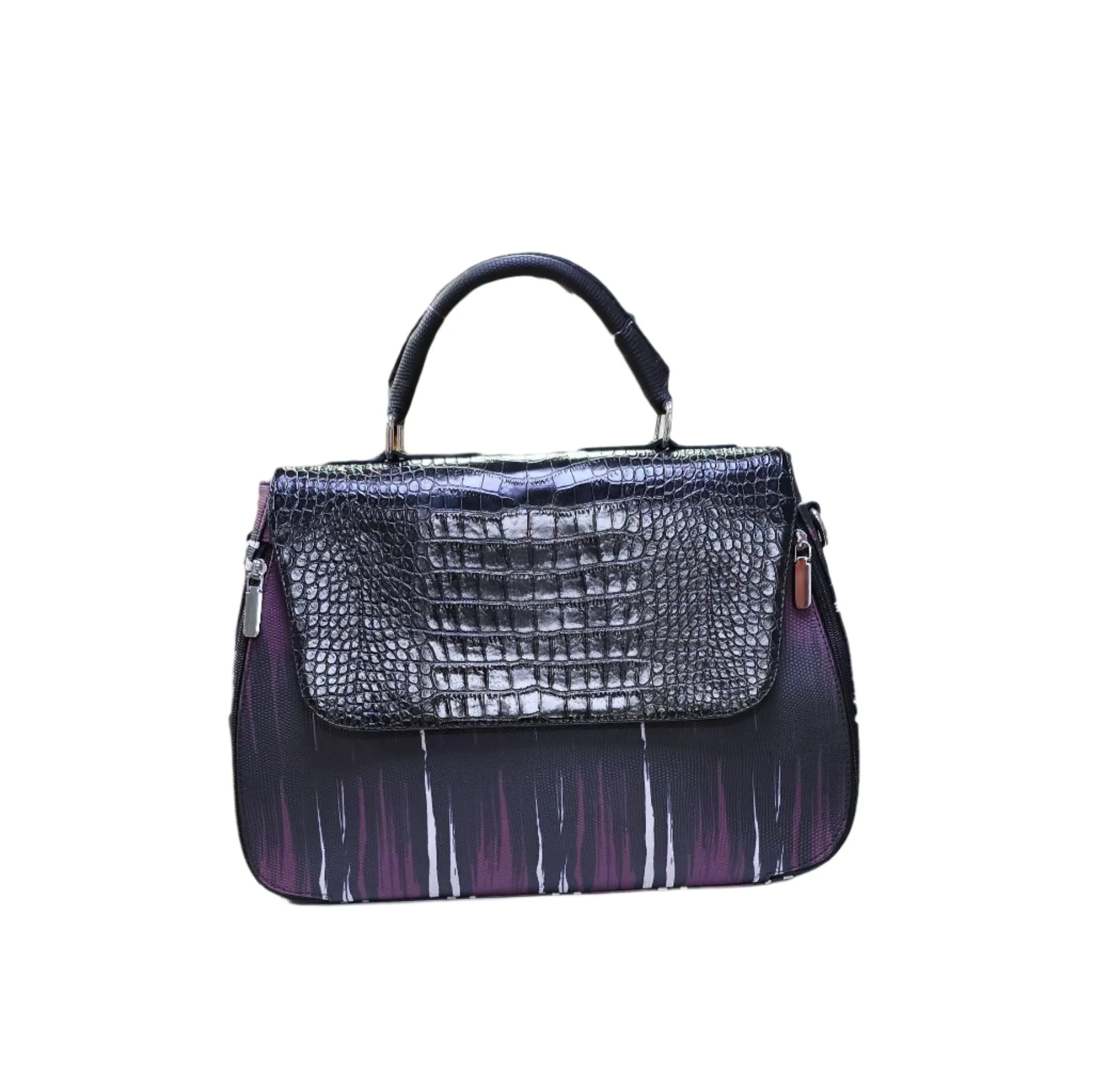 Purple & Black Leather Handbag