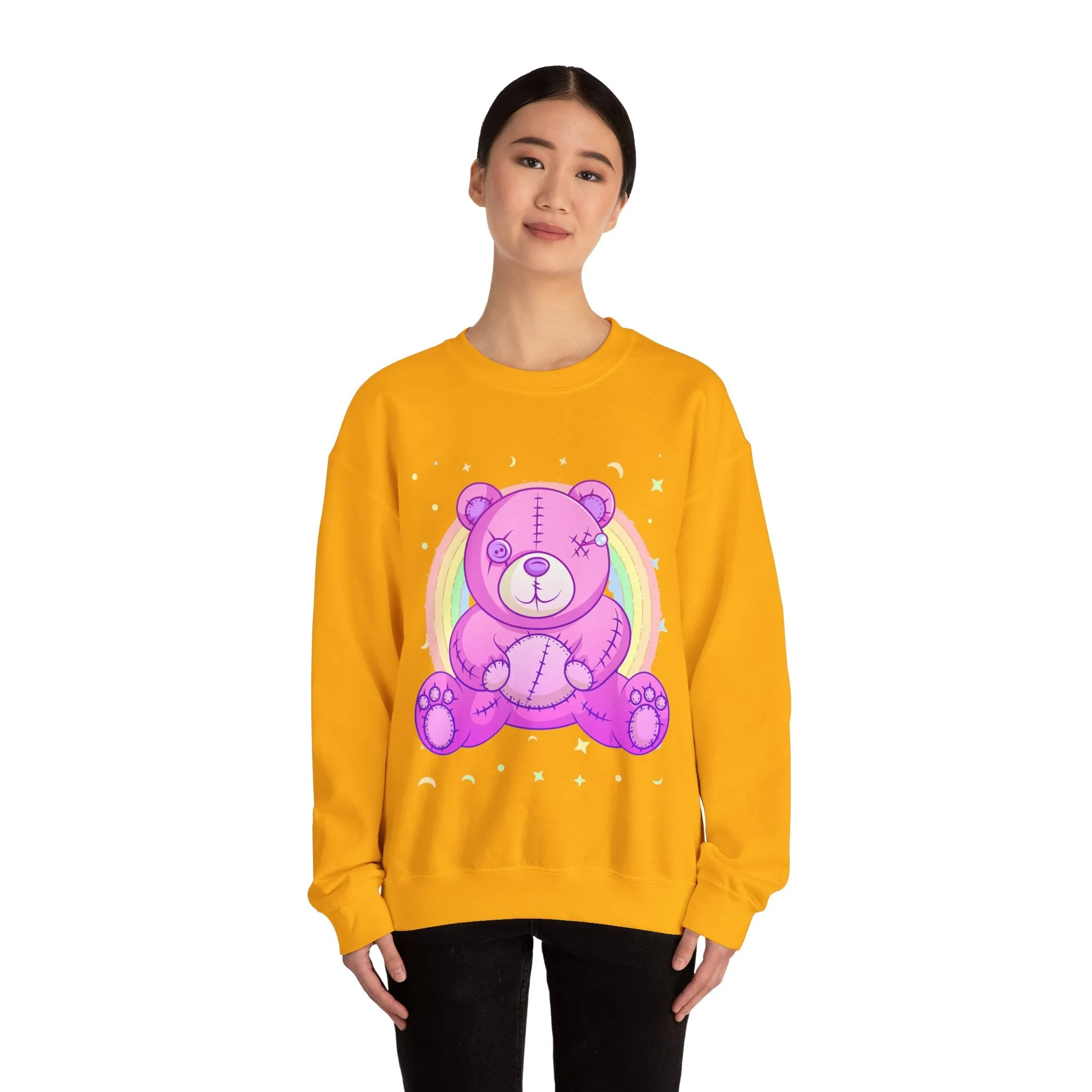 Purple Stitches Teddy Bear Sweatshirt
