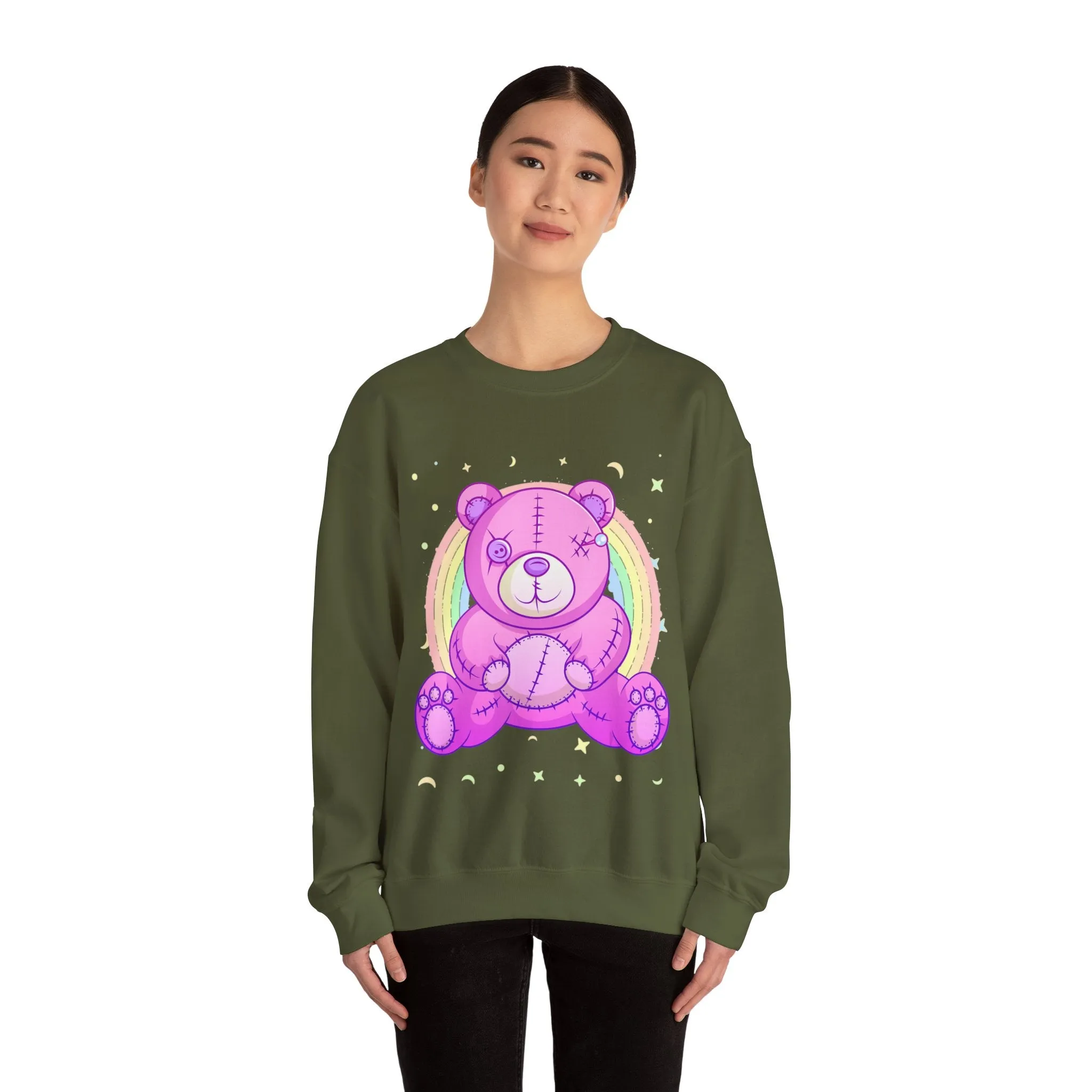 Purple Stitches Teddy Bear Sweatshirt