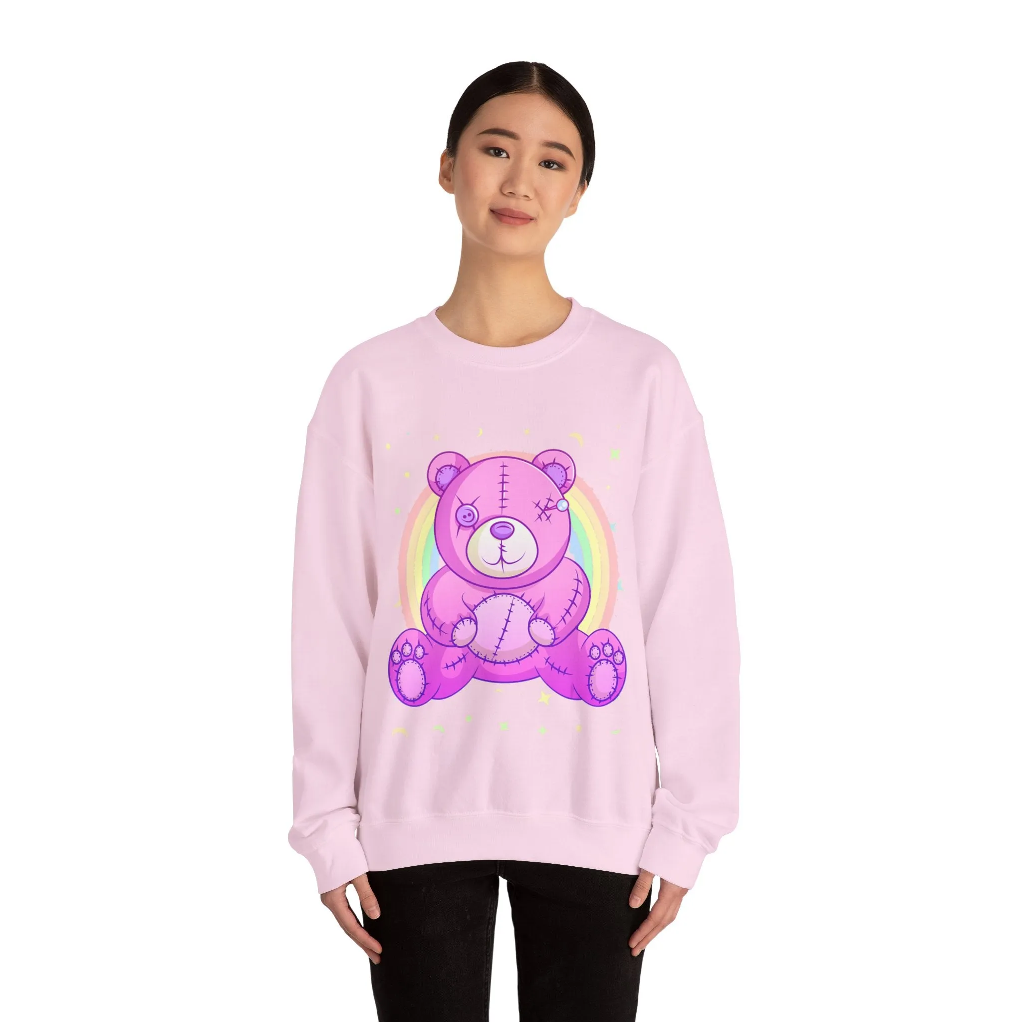 Purple Stitches Teddy Bear Sweatshirt
