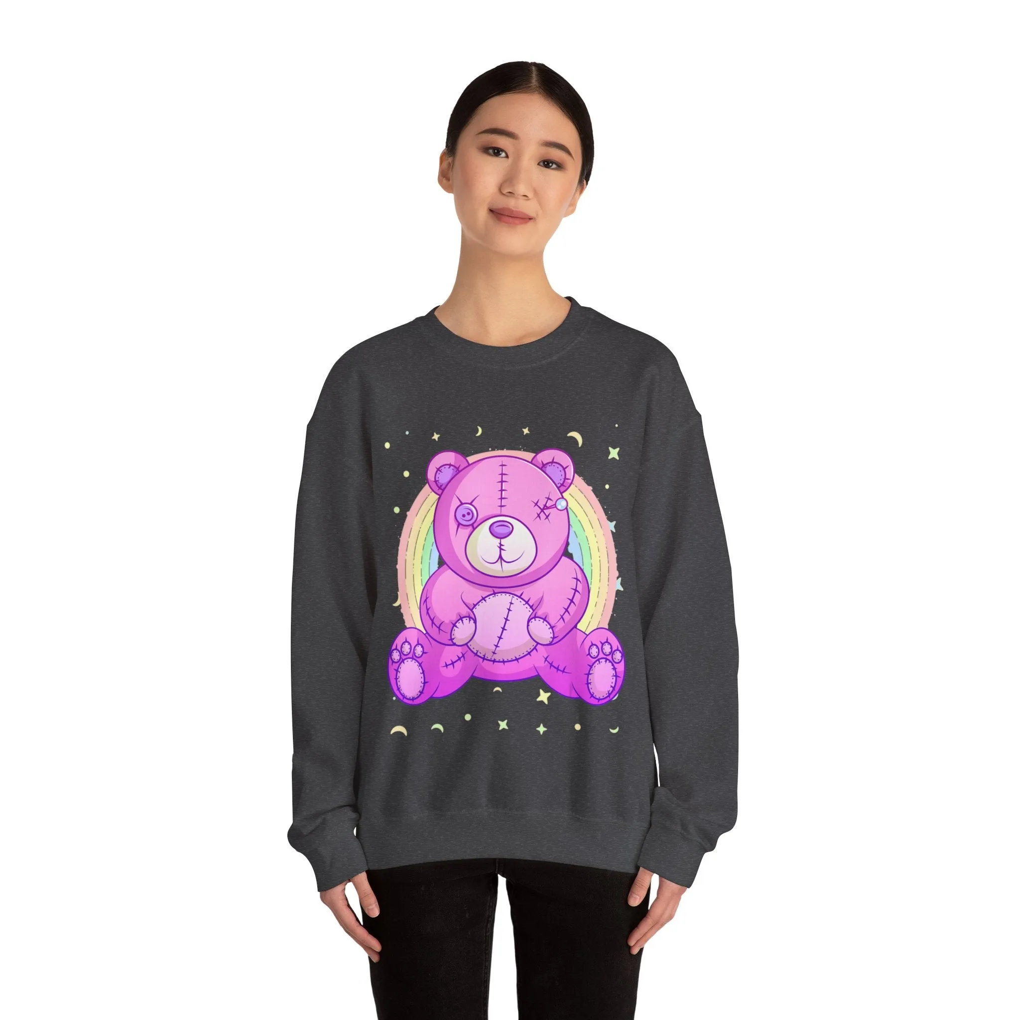 Purple Stitches Teddy Bear Sweatshirt