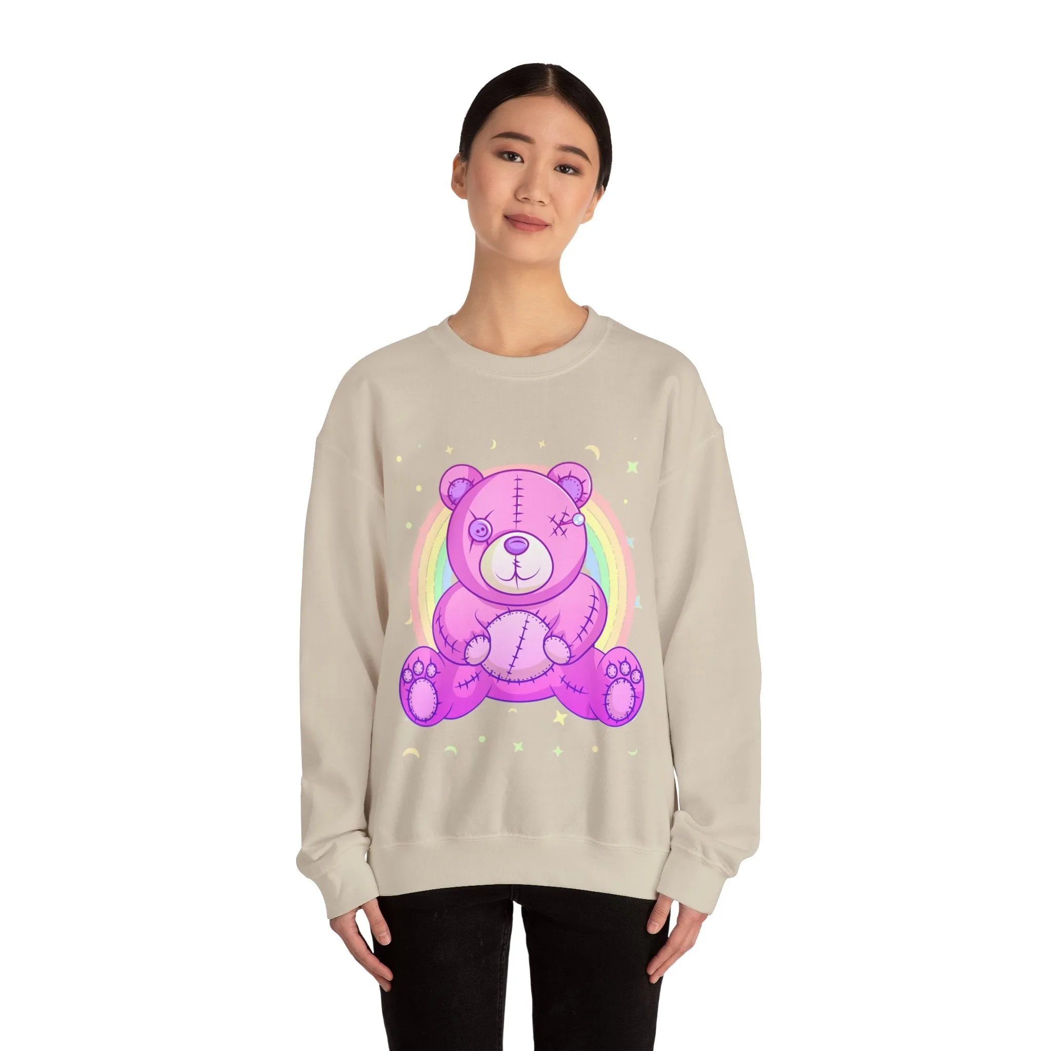Purple Stitches Teddy Bear Sweatshirt