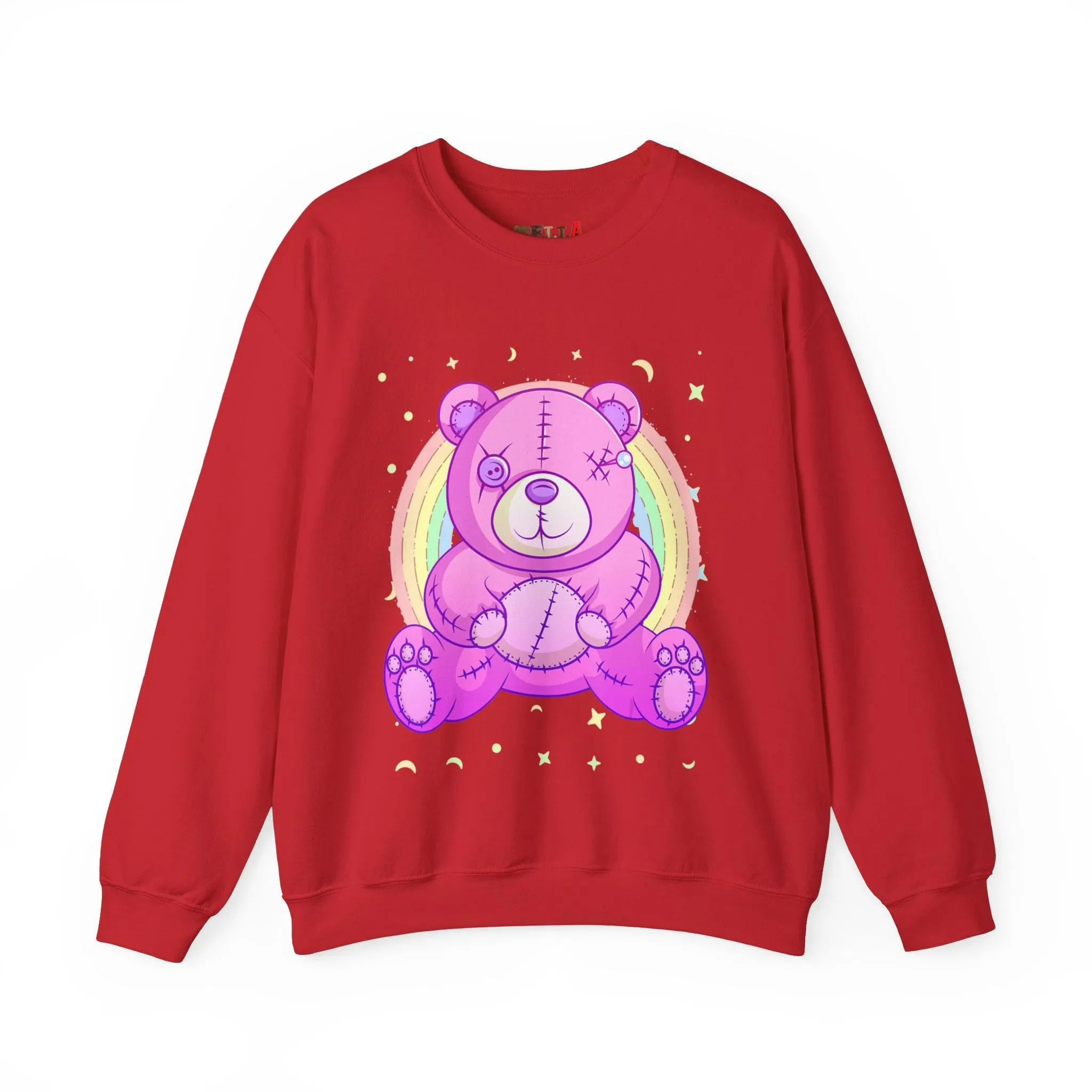 Purple Stitches Teddy Bear Sweatshirt