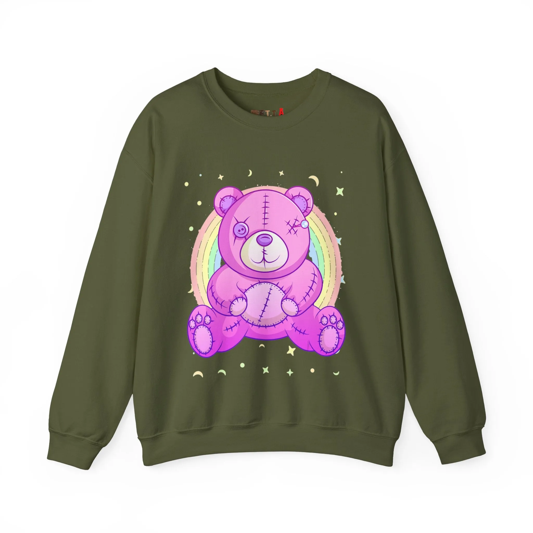 Purple Stitches Teddy Bear Sweatshirt