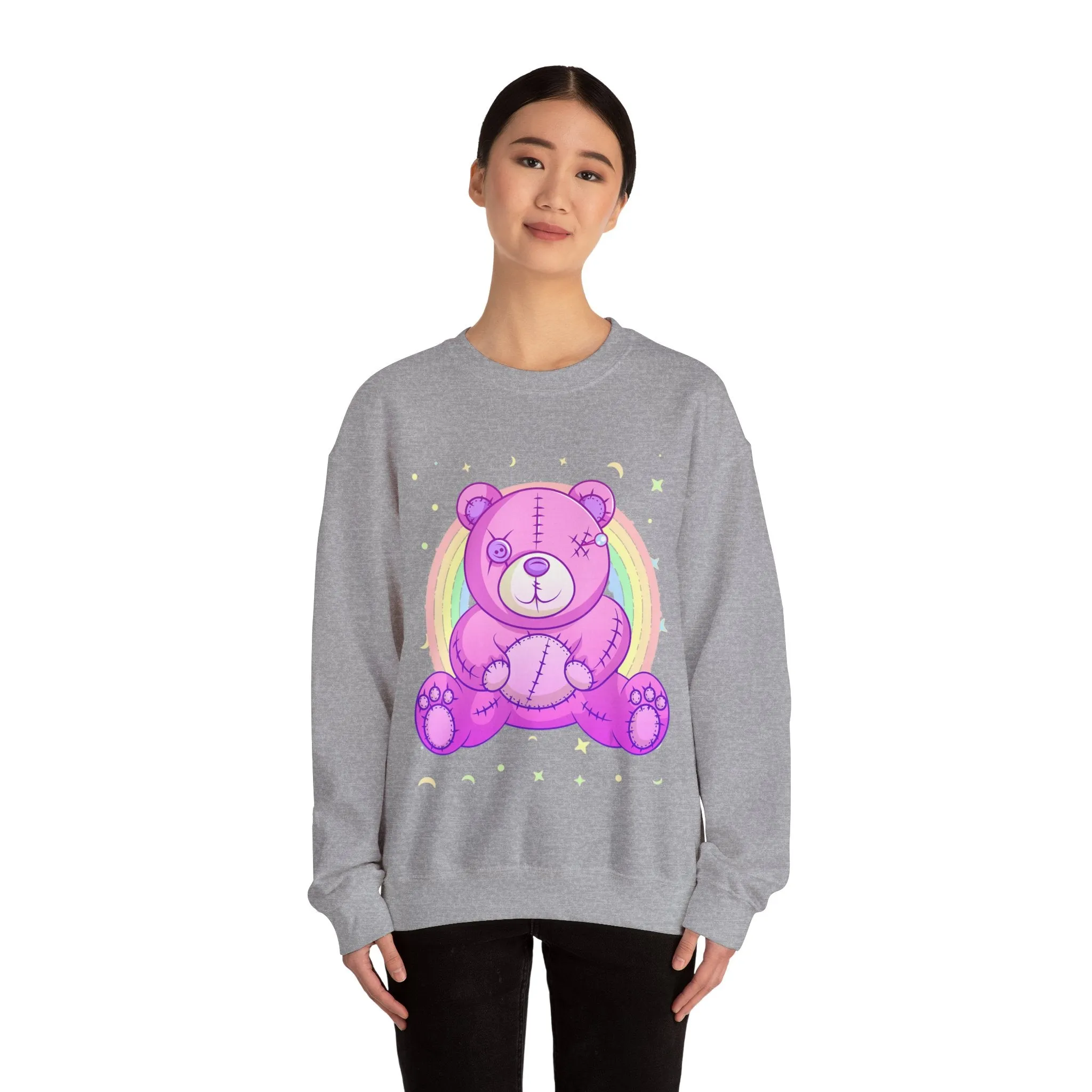 Purple Stitches Teddy Bear Sweatshirt
