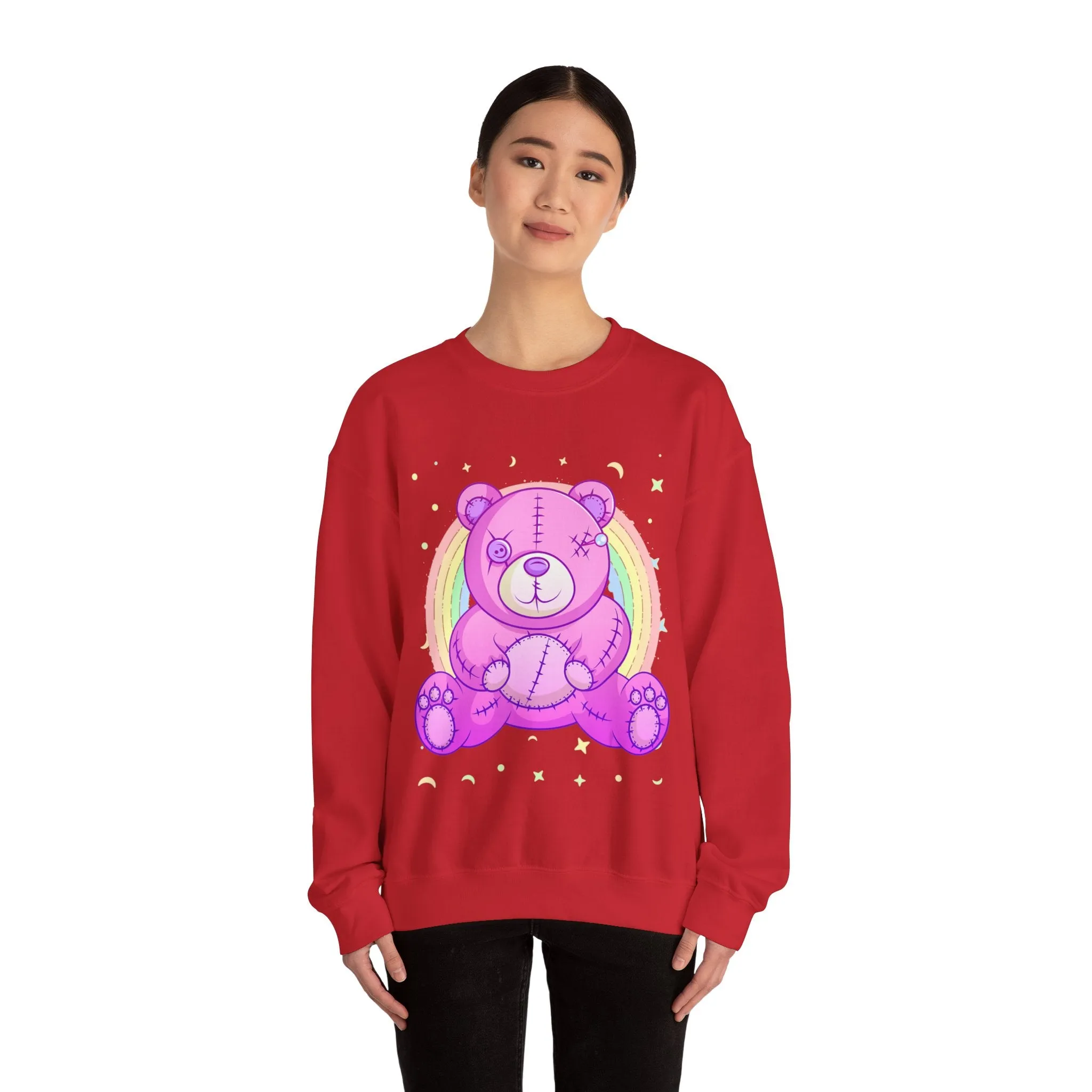 Purple Stitches Teddy Bear Sweatshirt