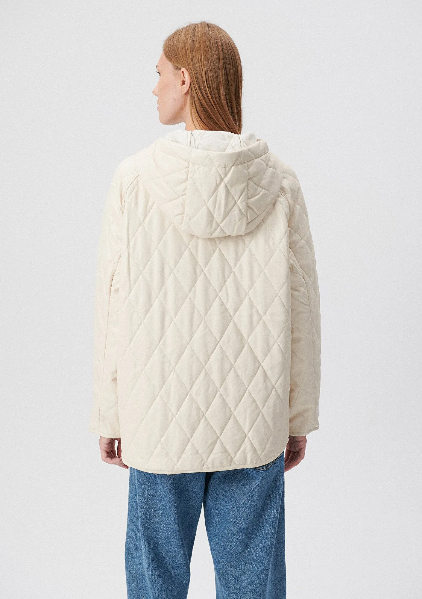 Quilted Beige Faux Leather Jacket