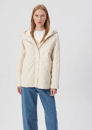Quilted Beige Faux Leather Jacket
