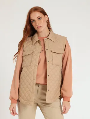 Quilted Shacket - Camel