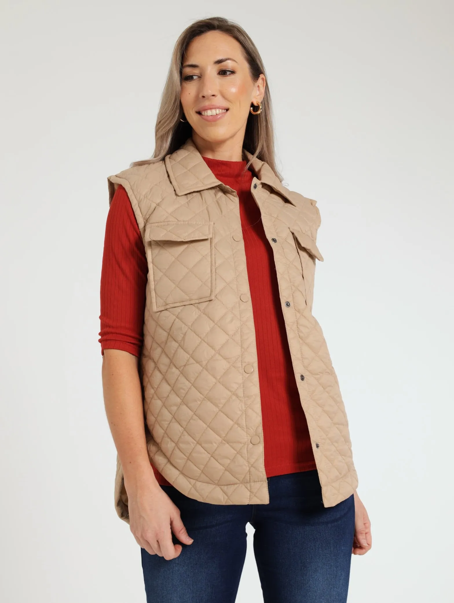 Quilted Shacket - Camel