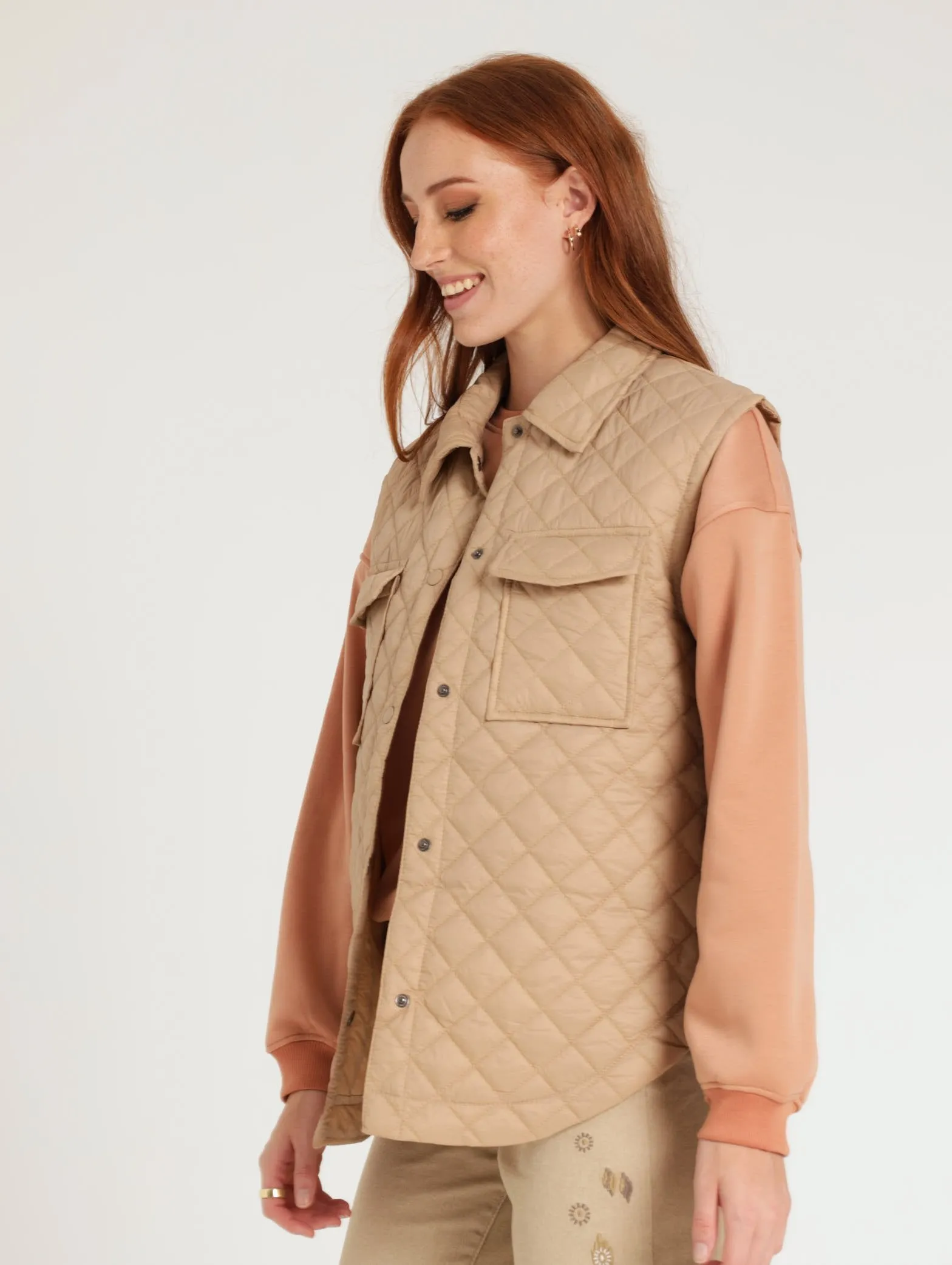 Quilted Shacket - Camel