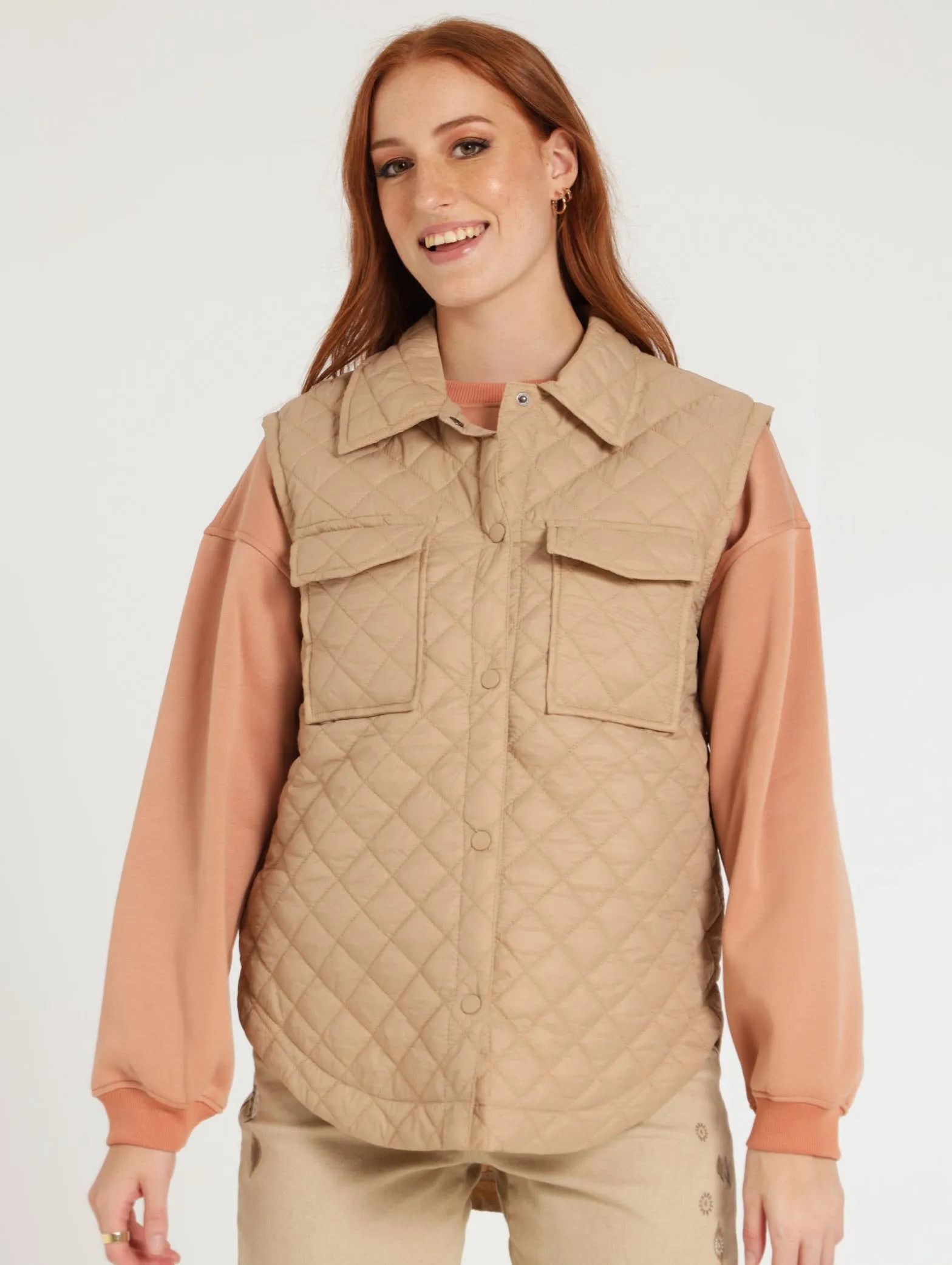 Quilted Shacket - Camel
